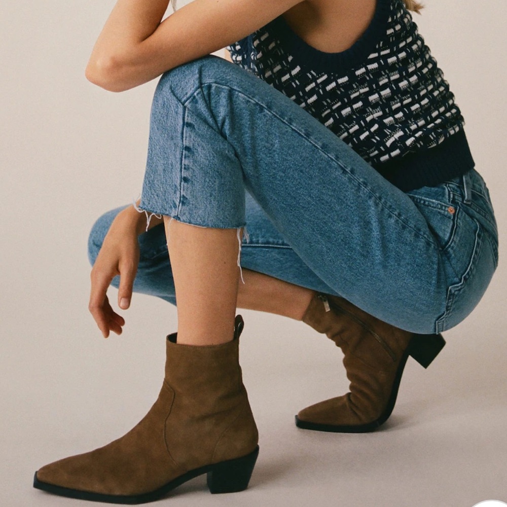 Mango-Mng | Squared Toe Leather Ankle Boots. Sz. … - image 1